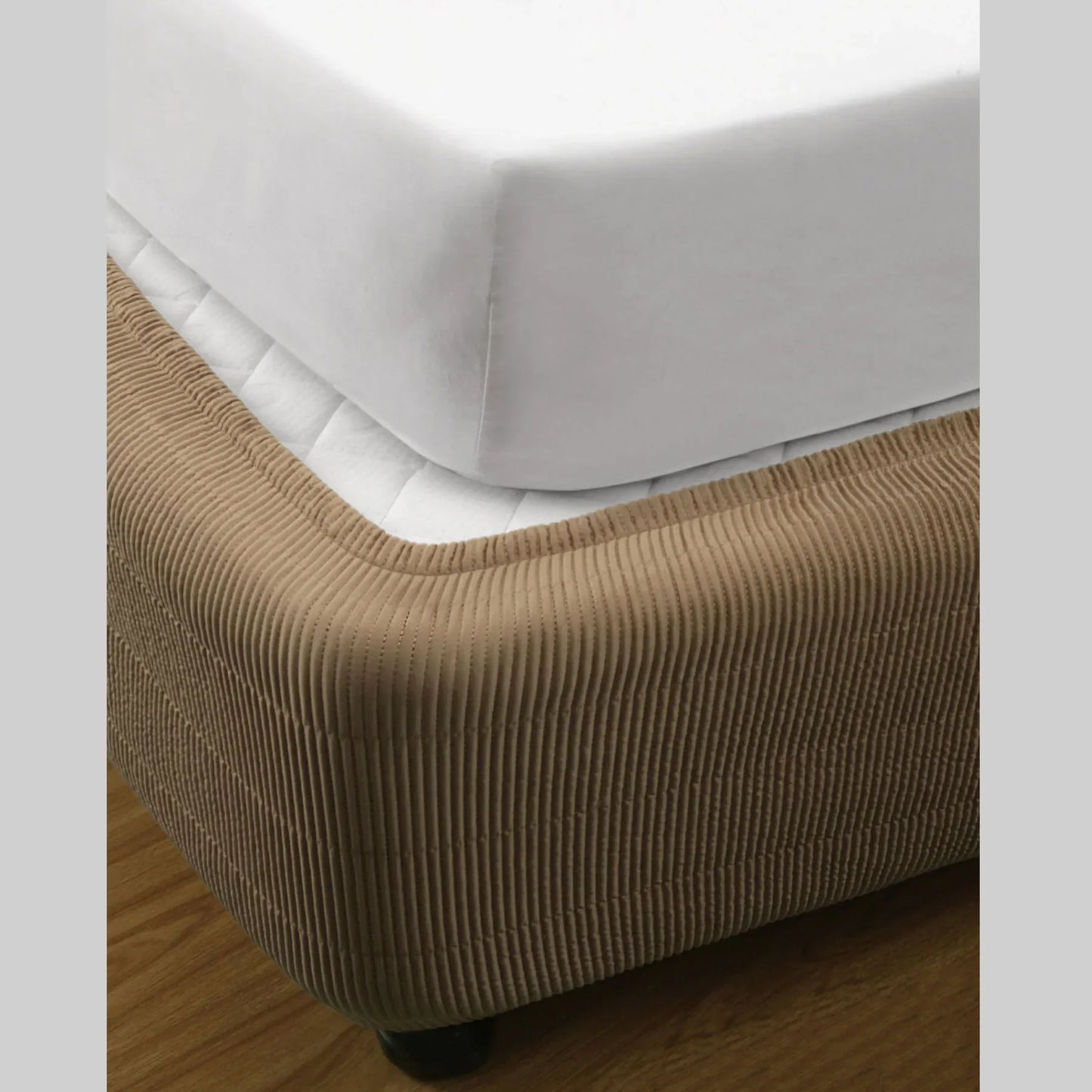 Ramesses Vertical Quilted Valance Mocha DOUBLE - Mekamart Australia