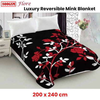 Lylac Homewares 800GSM Luxury Reversible Mink Blanket Flore Queen - Mekamart Australia