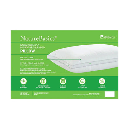 Alastairs 1000GSM Nature Basics Deluxe Bamboo Microfibre Blended Standard Pillow - Mekamart Australia