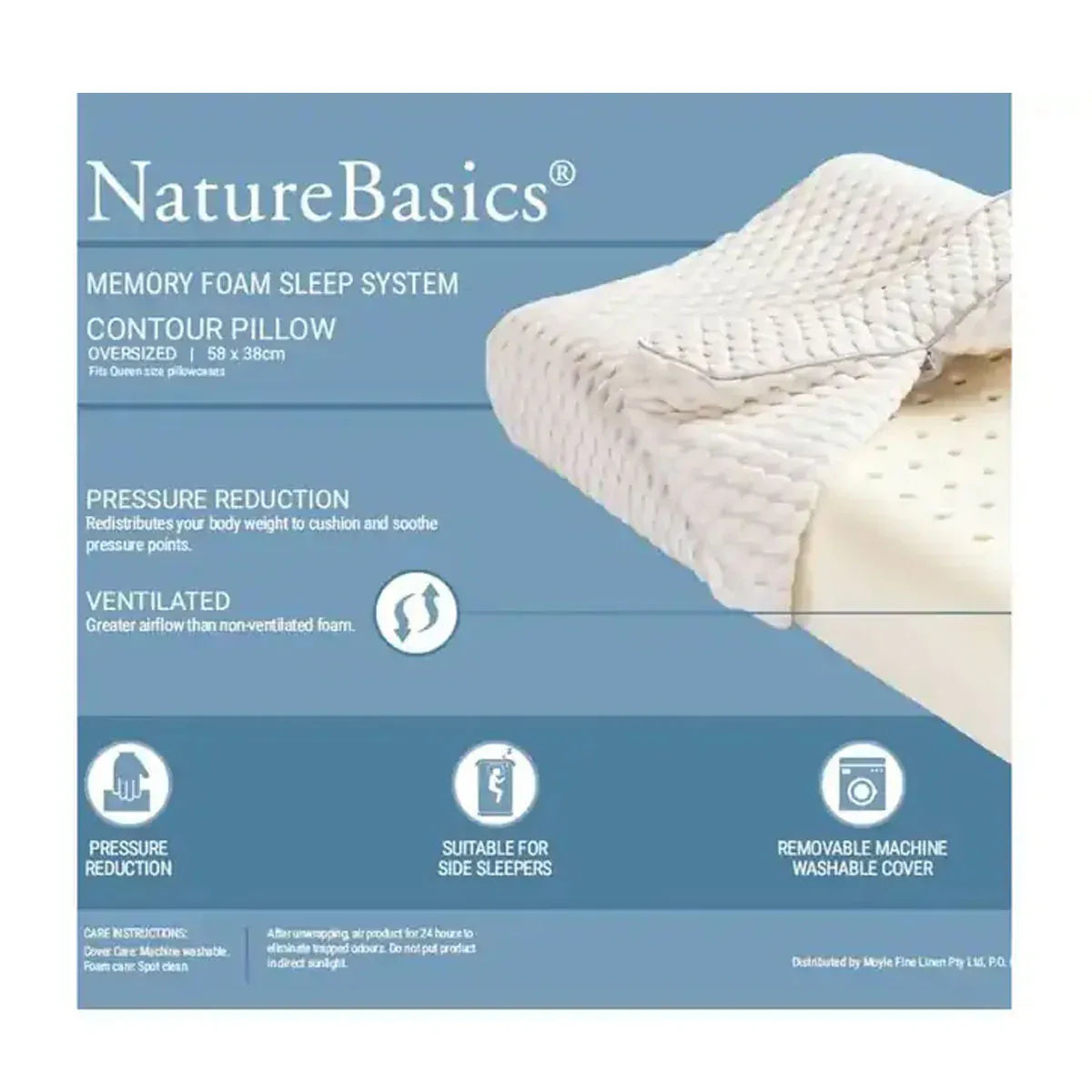 Alastairs Nature Basics Memory Foam Contour Standard Pillow 38 x 58cm - Mekamart Australia
