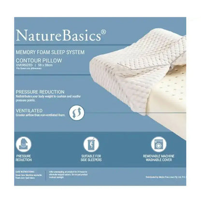 Alastairs Nature Basics Memory Foam Contour Standard Pillow 38 x 58cm - Mekamart Australia