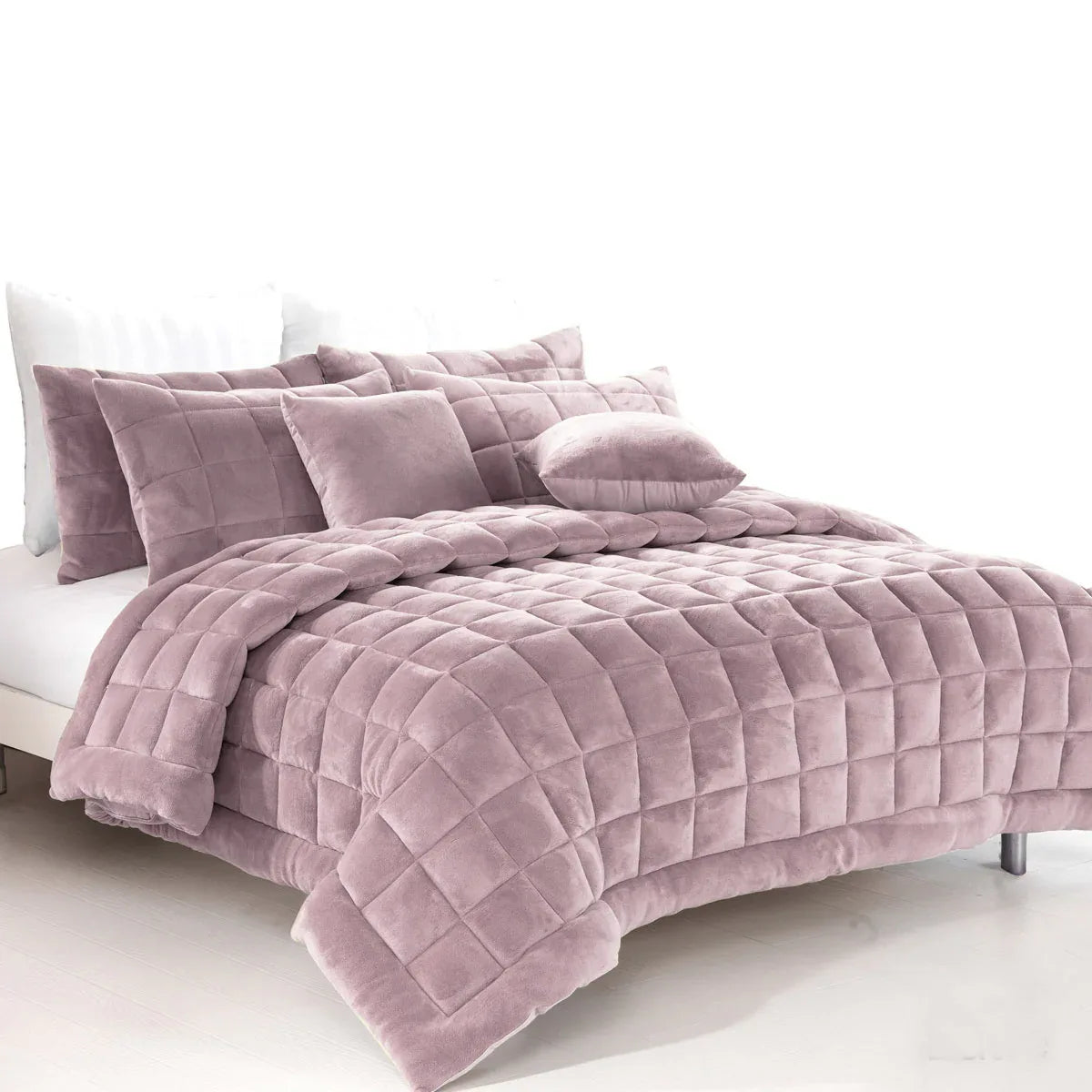 Alastairs Augusta Faux Mink Quilt / Comforter Set Blush King - Mekamart Australia