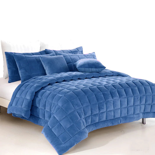 Alastairs Augusta Faux Mink Quilt / Comforter Set Denim King - Mekamart Australia