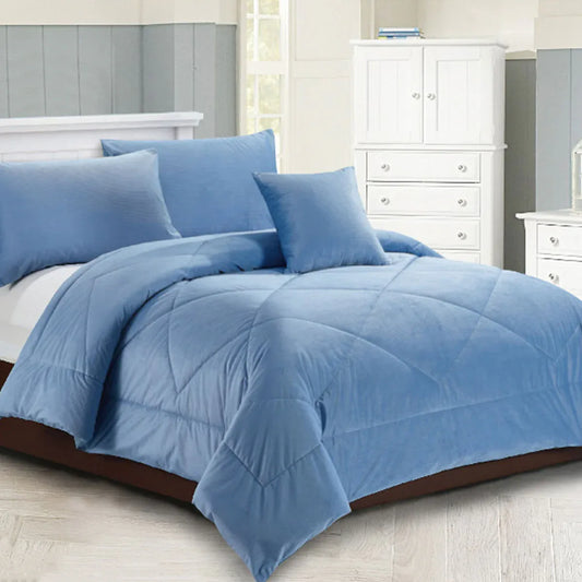 Georges Fine Linens Carrington Quilt / Comforter Set Chambray Blue Super King - Mekamart Australia