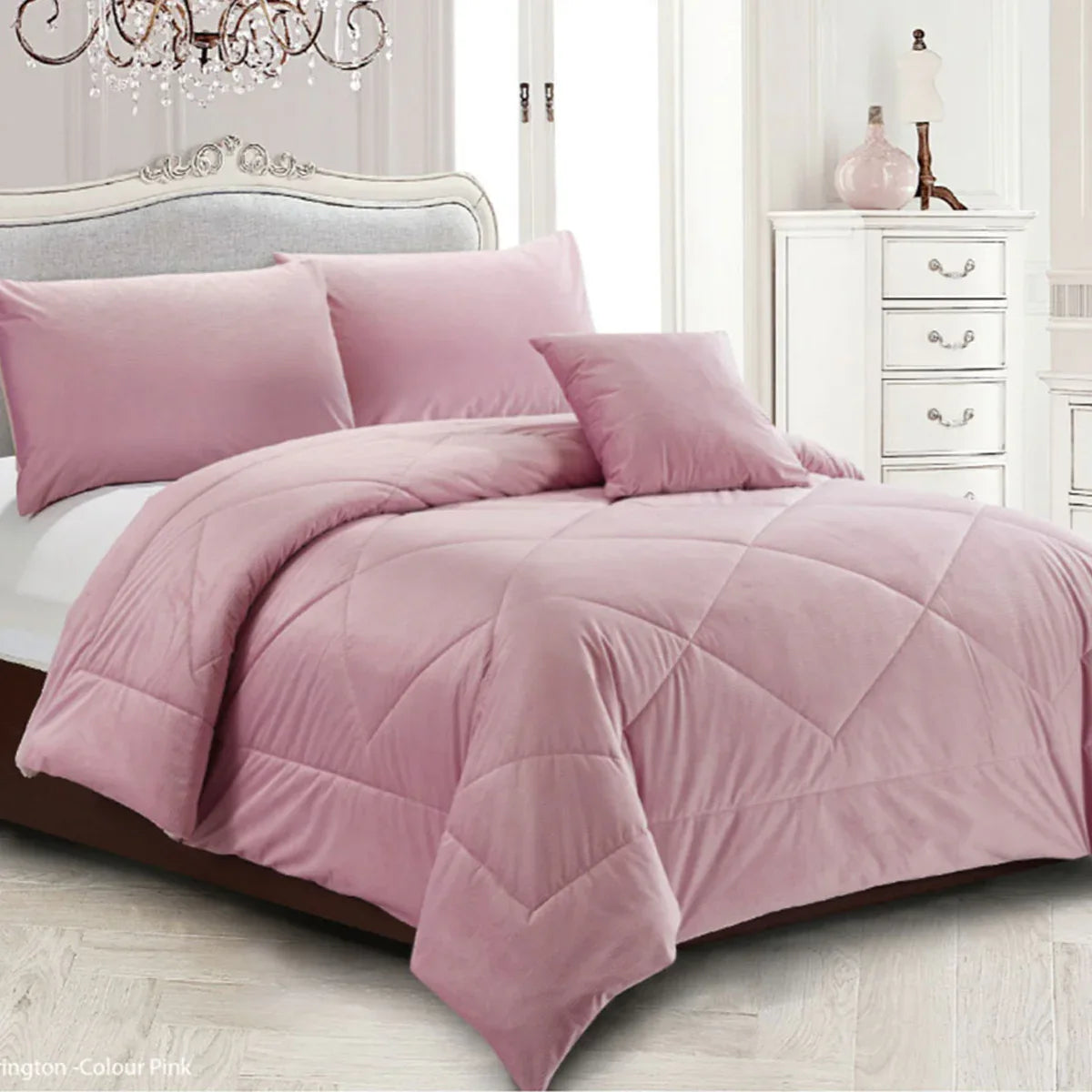 Georges Fine Linens Carrington Quilt / Comforter Set Pink Queen - Mekamart Australia