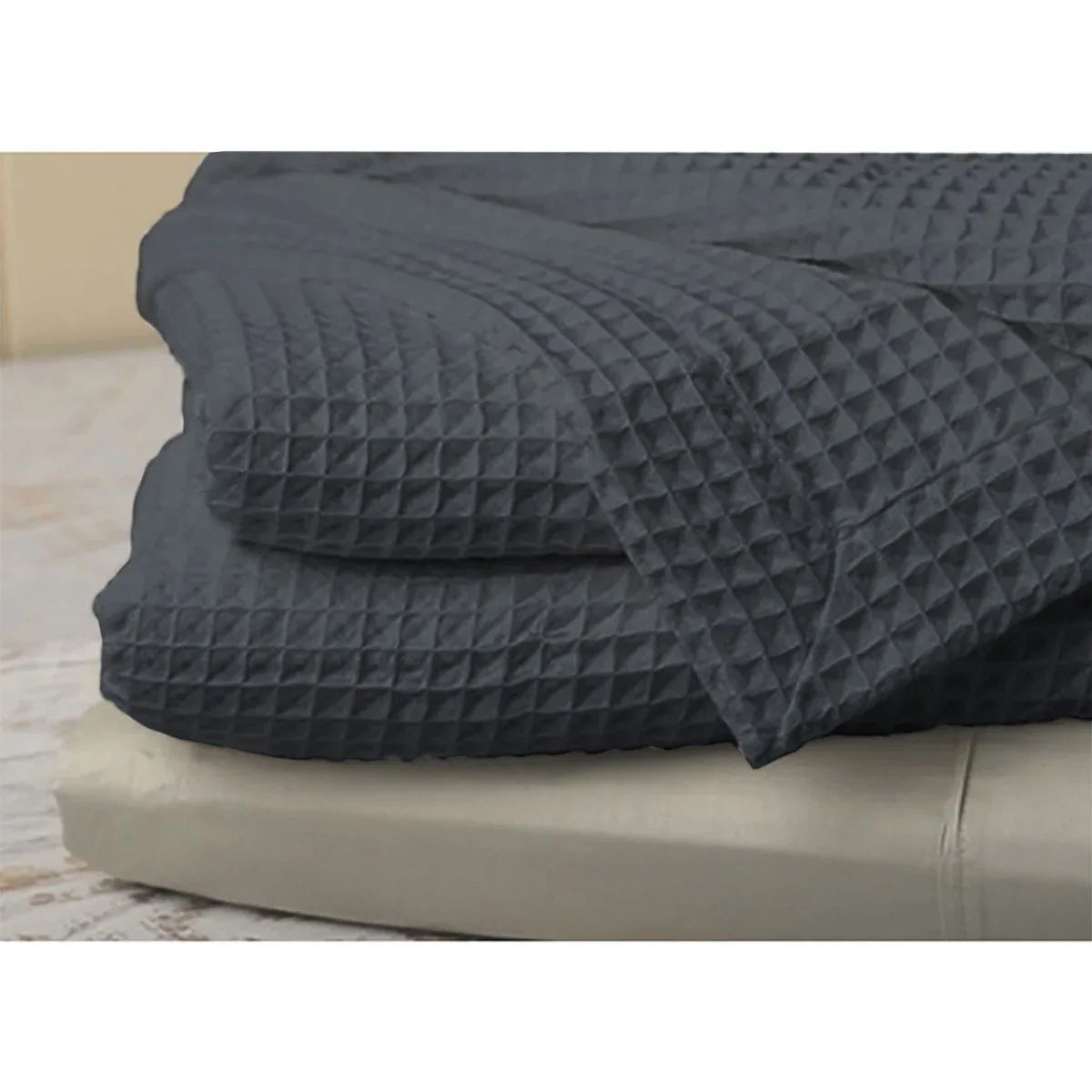 Jenny Mclean Ardent Premium Super Soft Cotton Waffle Blanket Charcoal Queen - Mekamart Australia