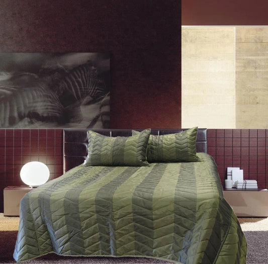 Rapee Faux Silk Coverlet Set Zig Zag Sage - Queen - Mekamart Australia