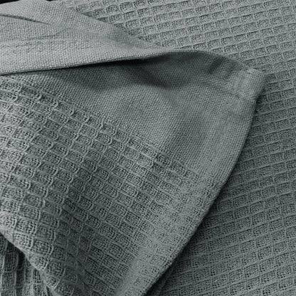 Living @ Home 350gsm 100% Cotton Breathable Waffle Blanket Single 180 x 230 cm Charcoal - Mekamart Australia
