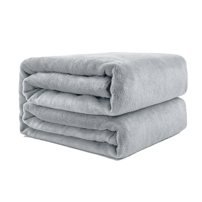 Super Soft Micro Flannel Plush Blanket Queen 220 x 240cm Grey - Mekamart Australia