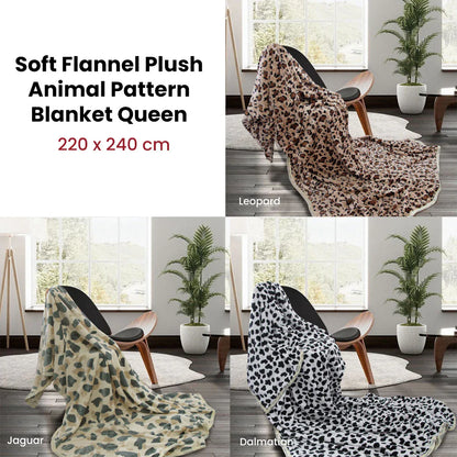 Animal Pattern Soft Flannel Plush Queen Size Blanket 220 x 240cm Dalmatian - Mekamart Australia