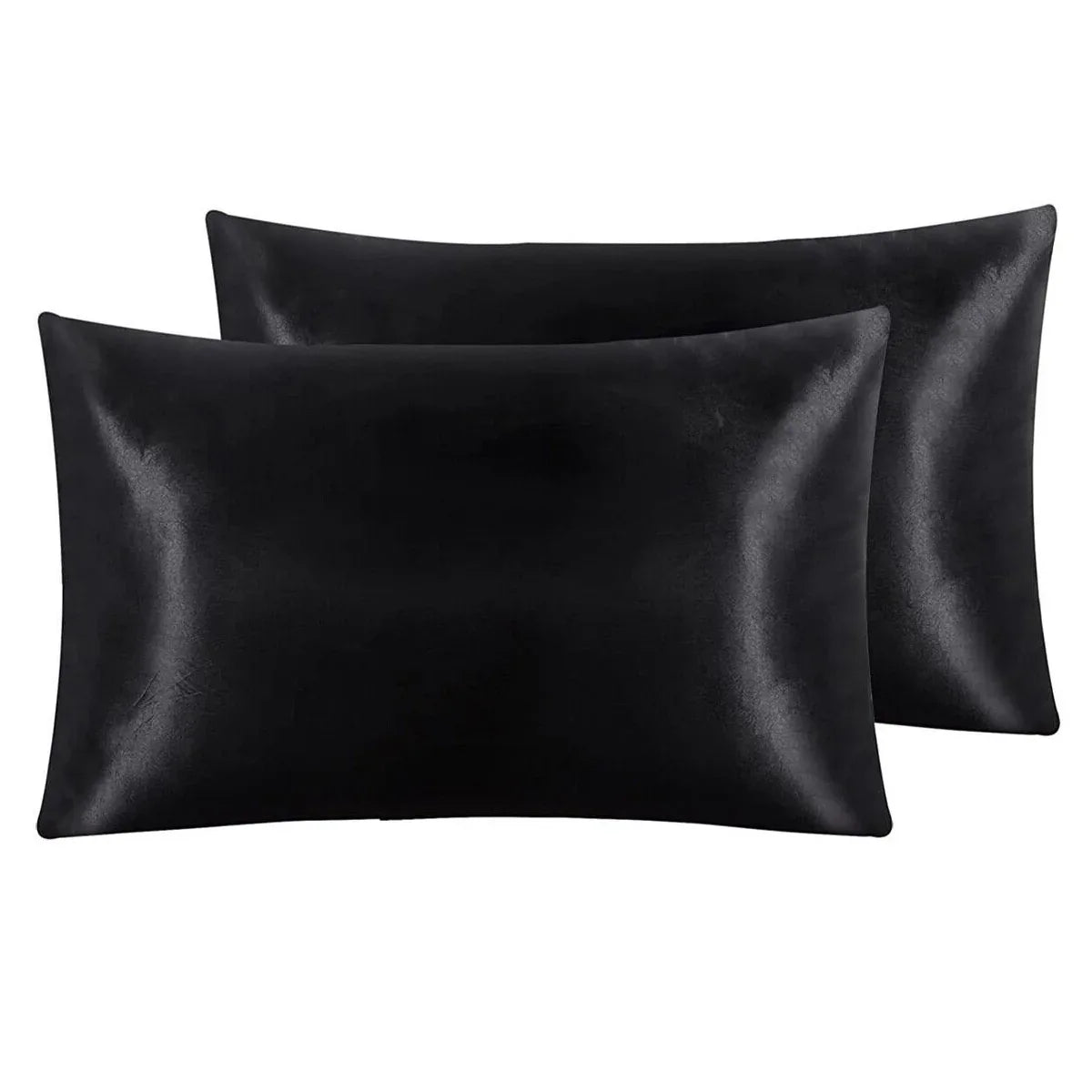 Pair of Standard Satin Silk Pillowcases with Envelope Closure 51 x 76 cm Ivory - Mekamart Australia