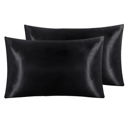 Pair of Standard Satin Silk Pillowcases with Envelope Closure 51 x 76 cm Ivory - Mekamart Australia