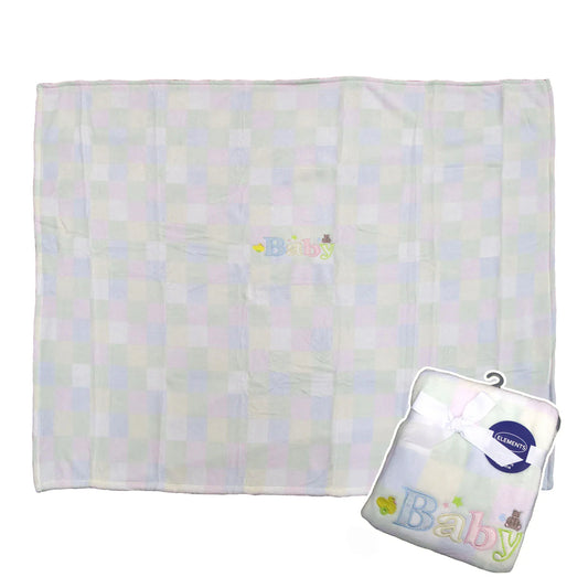 Elements Embroidery Baby Coral Fleece Blanket - Cot - Mekamart Australia