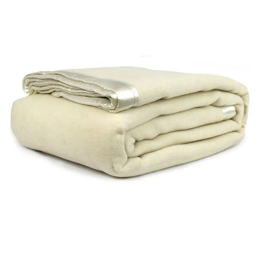 Jason 400GSM Australian Washable Wool Blanket Ivory Single/Double - Mekamart Australia