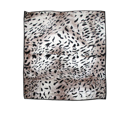 750gsm 3.5kg Double Layer Animal Print Faux Mink Blanket Queen 200x240 cm Taupe Jaguar - Mekamart Australia