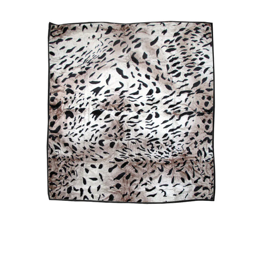 750gsm 3.5kg Double Layer Animal Print Faux Mink Blanket Queen 200x240 cm Taupe Jaguar - Mekamart Australia