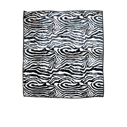 750gsm 3.5kg Double Layer Animal Print Faux Mink Blanket Queen 200x240 cm Wild Zebra - Mekamart Australia