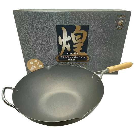Kirameki Premium Cast Iron Nitriding Processing Stir-fry Wok (Made in Japan) - 36cm - Mekamart Australia