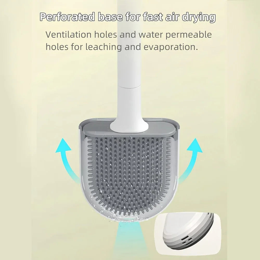 Silicone Flexible Head Deep Cleaning Toilet Brush with Wall Mount Holder - Mekamart Australia