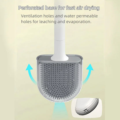 Silicone Flexible Head Deep Cleaning Toilet Brush with Wall Mount Holder - Mekamart Australia