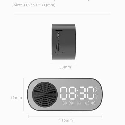 Wireless Bluetooth Speaker Alarm Clock Music Radio Player Timer Hands-Free Calling (Black)