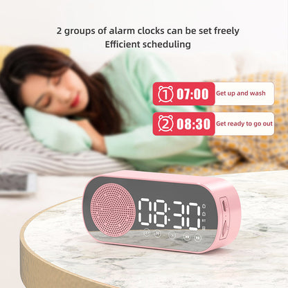 Wireless Bluetooth Speaker Alarm Clock Music Radio Player Timer Hands-Free Calling (White)