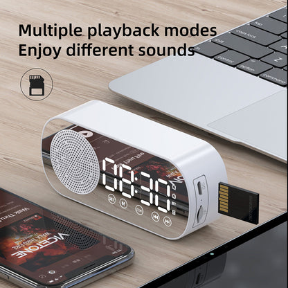 Wireless Bluetooth Speaker Alarm Clock Music Radio Player Timer Hands-Free Calling (Pink)
