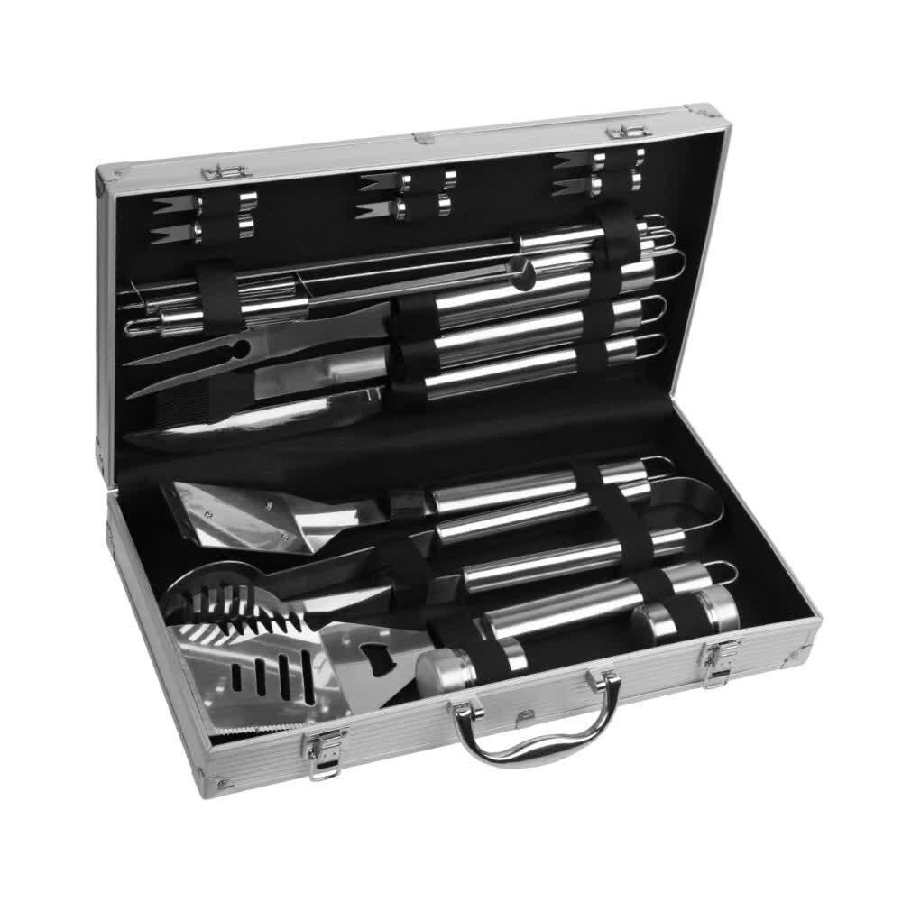 18Pcs BBQ Tool Set Stainless Steel Barbecue Utensil Cooking Grill Outdoor Cook - Mekamart Australia