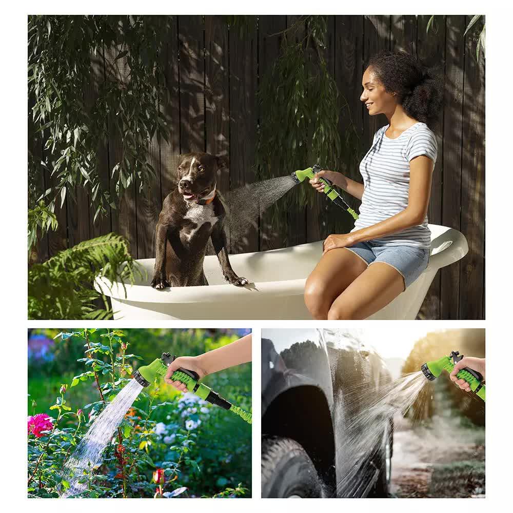 25FT Water Garden Hose Flexible Expandable Pipe Car Wash W/ Spray Nozzle Gun - Mekamart Australia