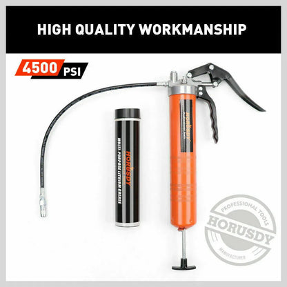 18'' Manual Pistol Grip Grease Gun Flow Pressure 4500PSI Flexi Hose & Coupler - Mekamart Australia