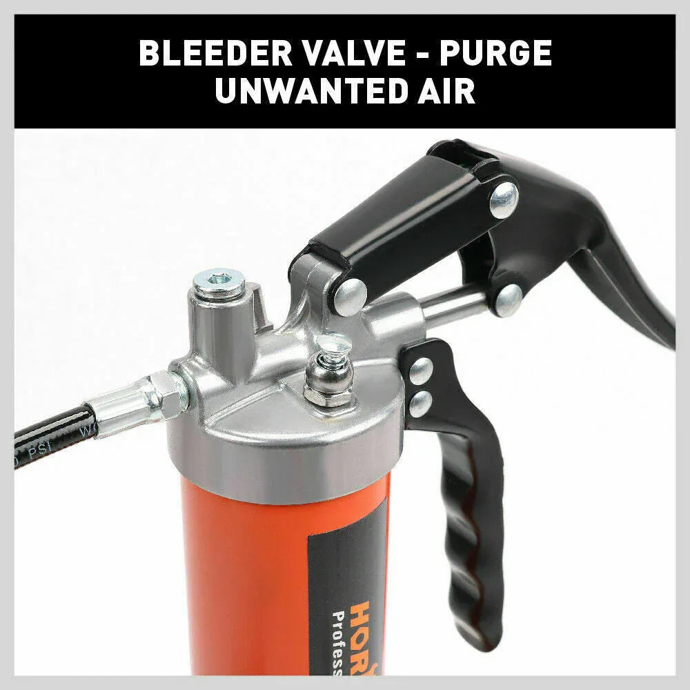18'' Manual Pistol Grip Grease Gun Flow Pressure 4500PSI Flexi Hose & Coupler - Mekamart Australia