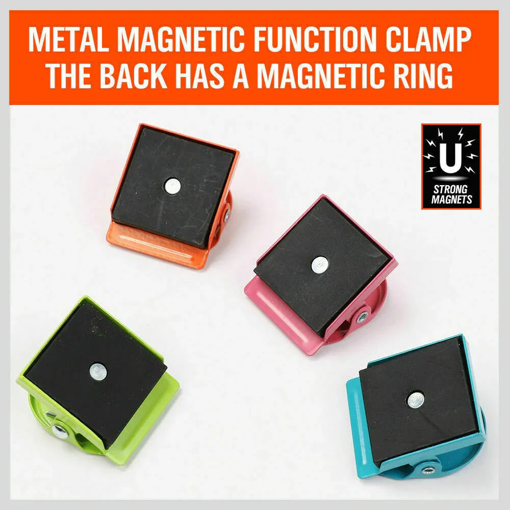 16Pc Magnetic Spring Clamps Magnet Refrigerator Clips Note Holder Fridge Tips - Mekamart Australia