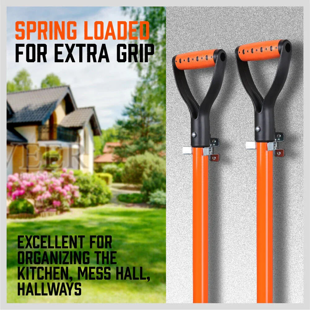 HORUSDY Spring Grip Mop & Broom Holder Wall Mounted Garden Tools Storage Clip - Mekamart Australia