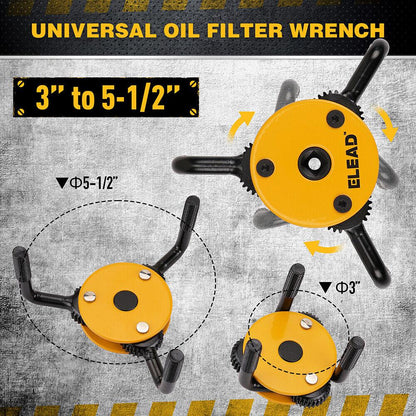 ELEAD 2Pcs Oil Filter Wrench Set Adjustable Oil Filter Change Set Engine Filters - Mekamart Australia