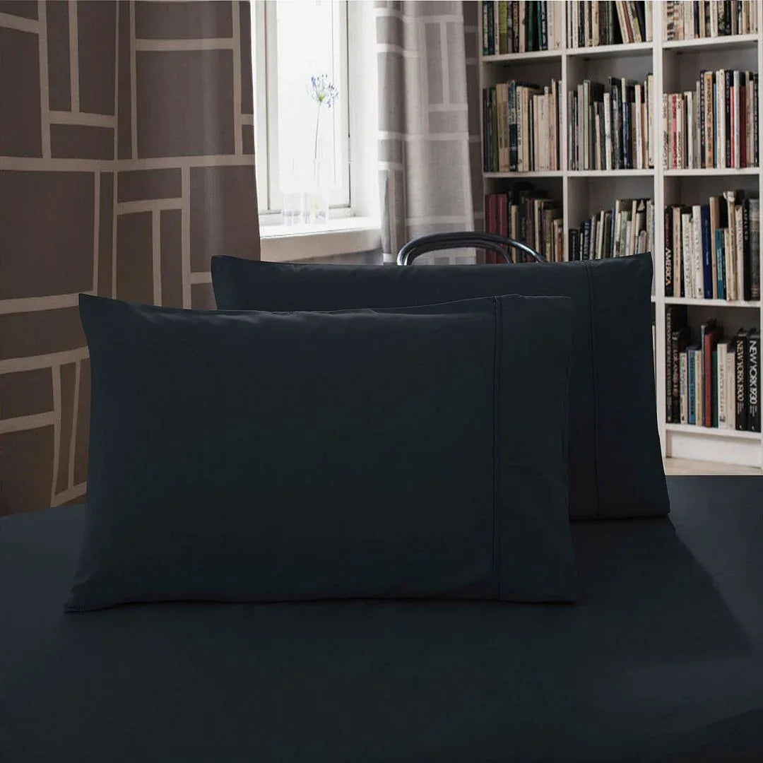 1000TC Premium Ultra Soft King size Pillowcases 2-Pack - Black - Mekamart Australia