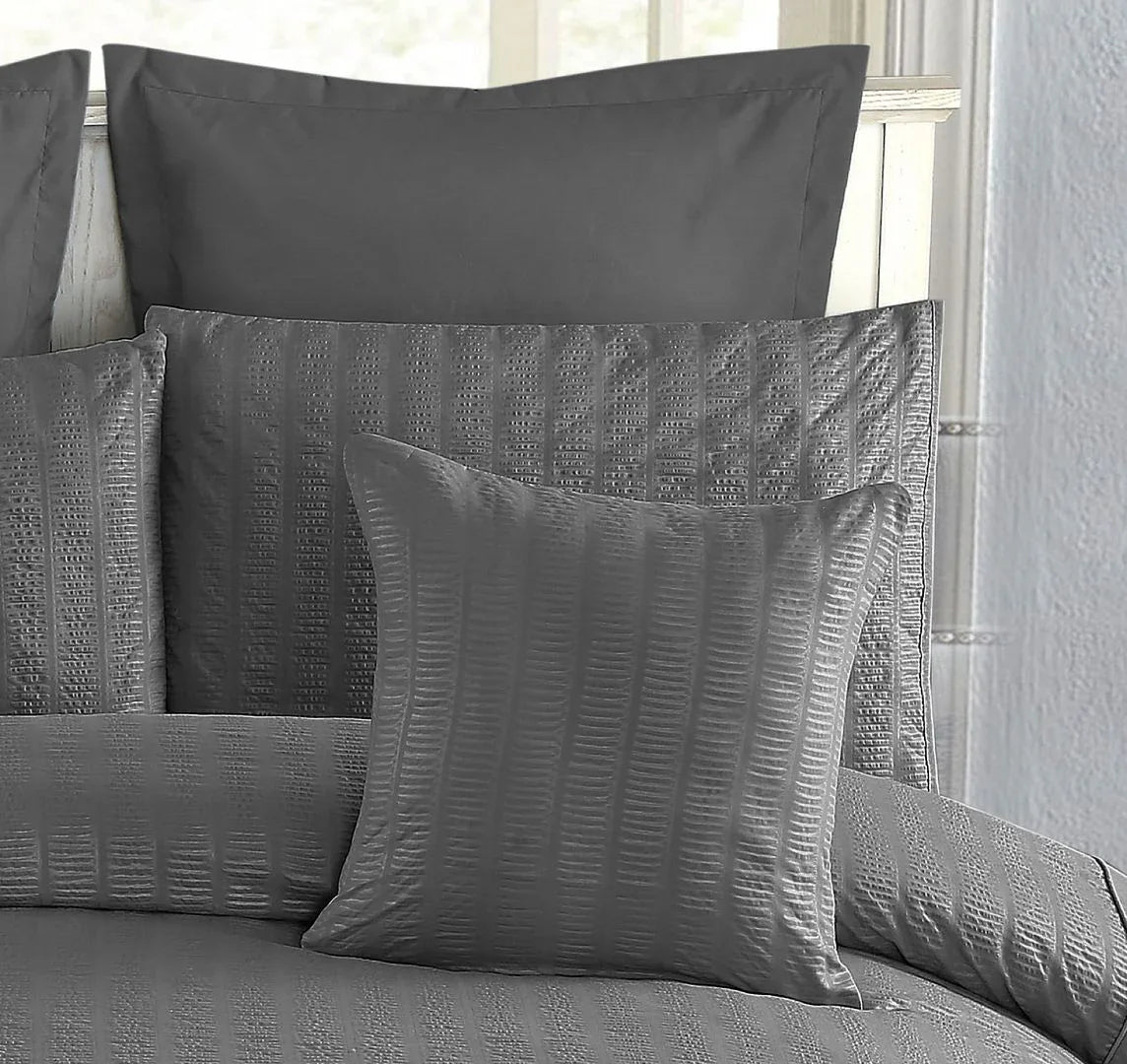 1000TC Premium Ultra Soft Seersucker Cushion Covers - 2 Pack - Charcoal - Mekamart Australia