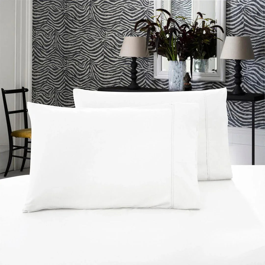 1000TC Premium Ultra Soft Queen size Pillowcases 2-Pack - White - Mekamart Australia