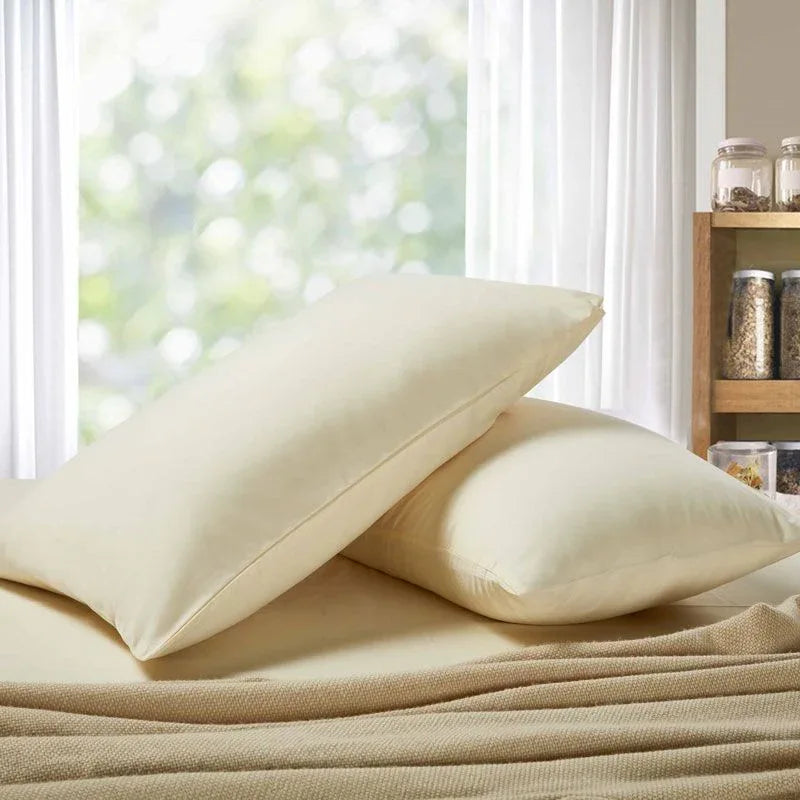 1000TC Premium Ultra Soft Queen size Pillowcases 2-Pack - Yellow Cream - Mekamart Australia