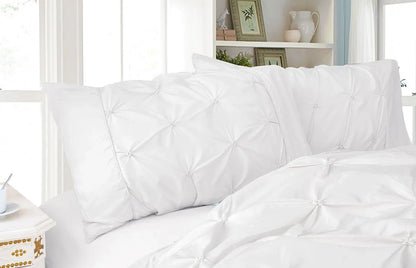 Diamond Pintuck Premium Ultra Soft Queen size Pillowcases 2-Pack -White - Mekamart Australia