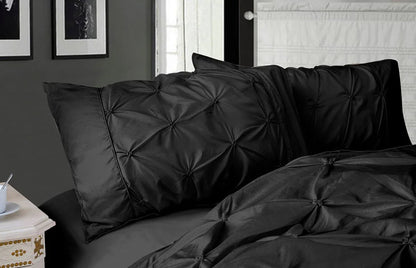 Diamond Pintuck Premium Ultra Soft Standrad size Pillowcases 2-Pack - Black - Mekamart Australia