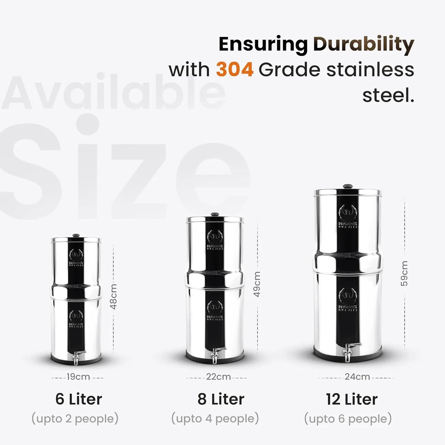 Phoenix 8L Stainless Steel Gravity Water Filter + POSTreat Fluoride cartridges - Mekamart Australia