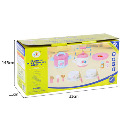 Kids Wooden Kitchen Tea Set Pretend Play - Mekamart Australia