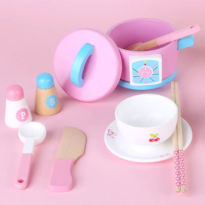 Kids Wooden Kitchen Tea Set Pretend Play - Mekamart Australia