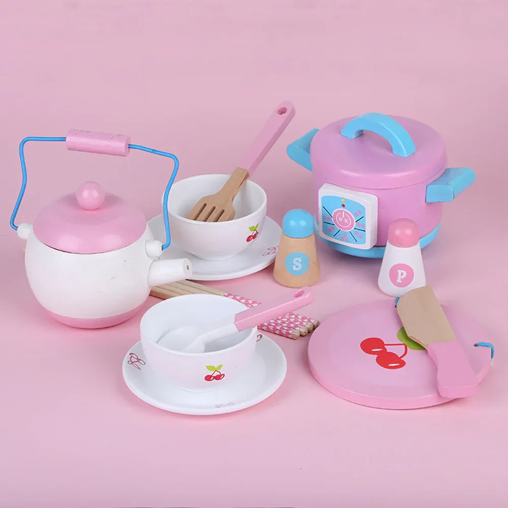 Kids Wooden Kitchen Tea Set Pretend Play - Mekamart Australia