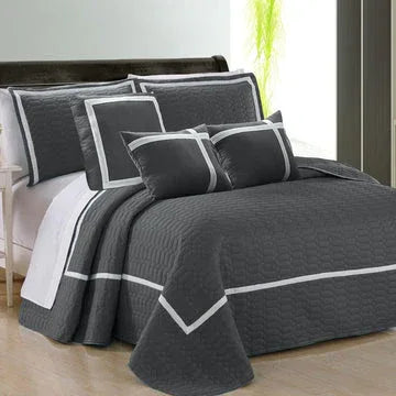 6 piece two tone embossed comforter set queen charcoal - Mekamart Australia
