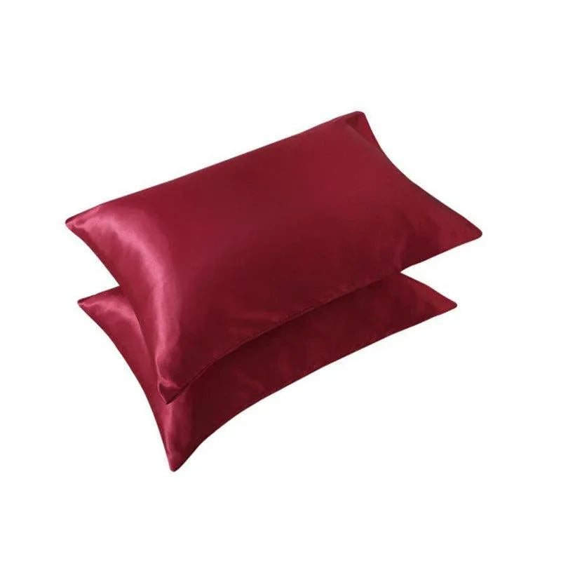 2 Pack Satin Pillowcases Luxury Soft Cushion Covers Bedroom Home Decor - Lake Blue - Mekamart Australia