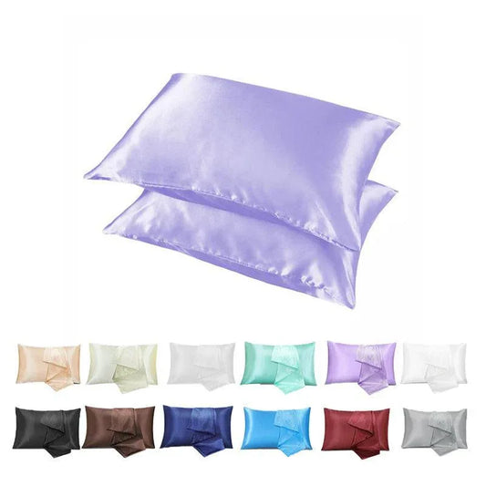 2 Pack Satin Pillowcases Luxury Soft Cushion Covers Bedroom Home Decor - Silver - Mekamart Australia