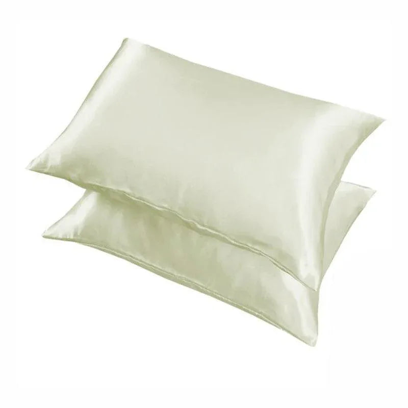 2 Pack Satin Pillowcases Luxury Soft Cushion Covers Bedroom Home Decor - Silver - Mekamart Australia