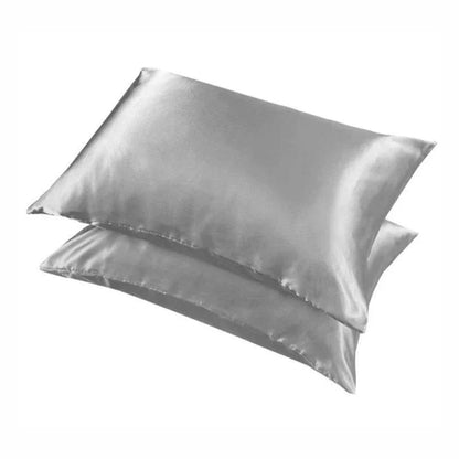 2 Pack Satin Pillowcases Luxury Soft Cushion Covers Bedroom Home Decor - Silver - Mekamart Australia