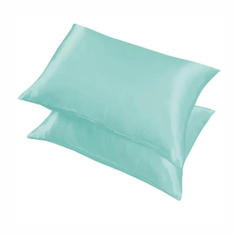 2 Pack Satin Pillowcases Luxury Soft Cushion Covers Bedroom Home Decor - Silver - Mekamart Australia